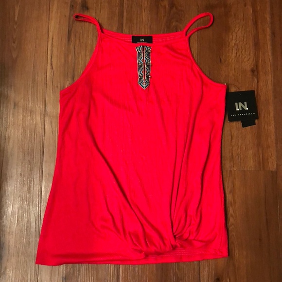 Knot front red tank size M - Picture 2 of 7